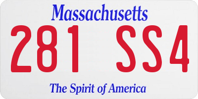 MA license plate 281SS4
