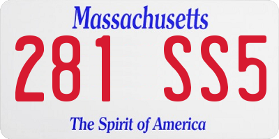MA license plate 281SS5