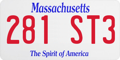 MA license plate 281ST3