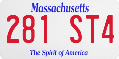 MA license plate 281ST4
