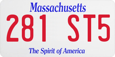 MA license plate 281ST5