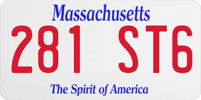 MA license plate 281ST6