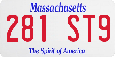 MA license plate 281ST9