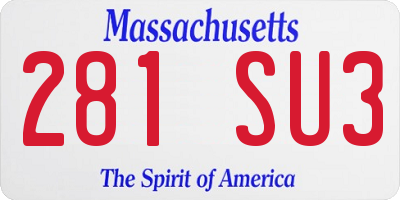 MA license plate 281SU3