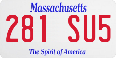 MA license plate 281SU5