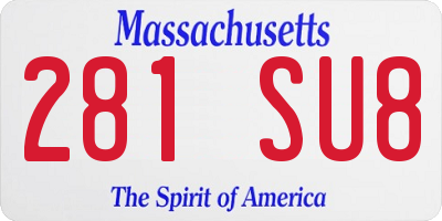 MA license plate 281SU8