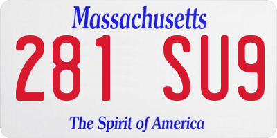 MA license plate 281SU9