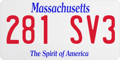 MA license plate 281SV3