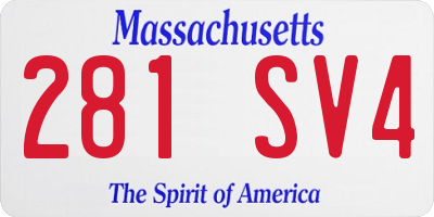 MA license plate 281SV4