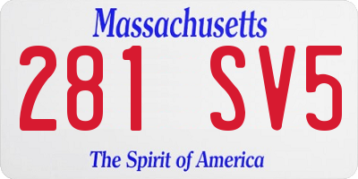 MA license plate 281SV5