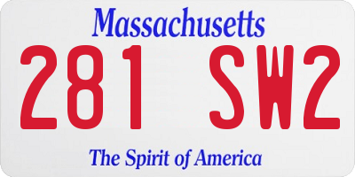 MA license plate 281SW2