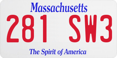 MA license plate 281SW3