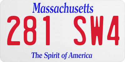 MA license plate 281SW4