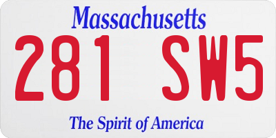 MA license plate 281SW5