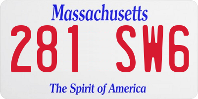 MA license plate 281SW6