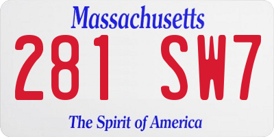 MA license plate 281SW7