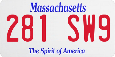 MA license plate 281SW9