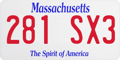 MA license plate 281SX3