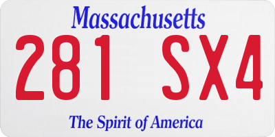 MA license plate 281SX4