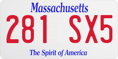 MA license plate 281SX5