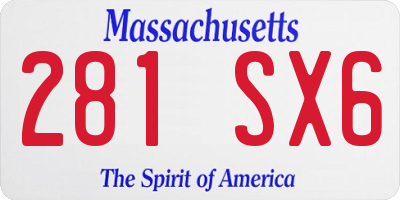 MA license plate 281SX6