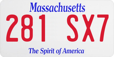 MA license plate 281SX7