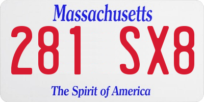 MA license plate 281SX8