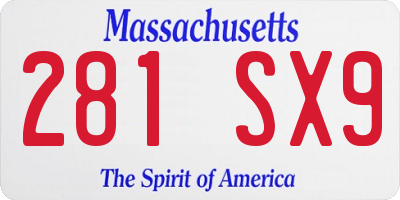 MA license plate 281SX9