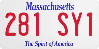 MA license plate 281SY1