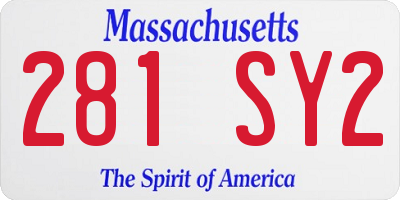 MA license plate 281SY2
