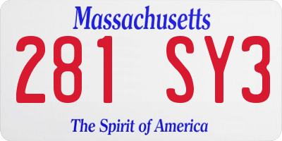 MA license plate 281SY3