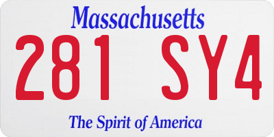 MA license plate 281SY4