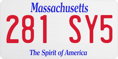 MA license plate 281SY5