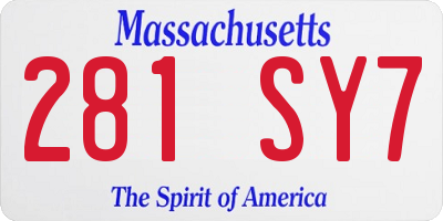 MA license plate 281SY7