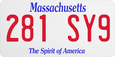 MA license plate 281SY9