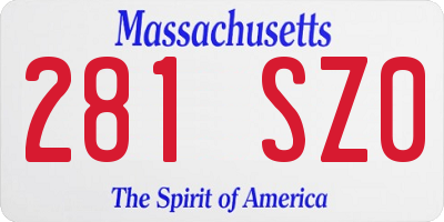 MA license plate 281SZ0