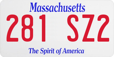 MA license plate 281SZ2