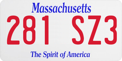 MA license plate 281SZ3