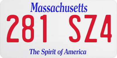 MA license plate 281SZ4