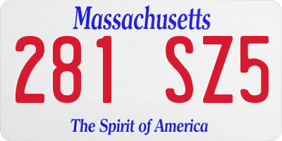 MA license plate 281SZ5