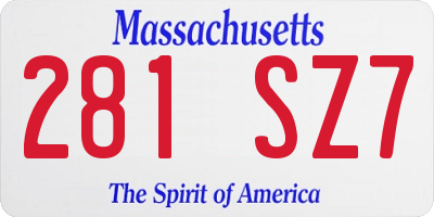 MA license plate 281SZ7