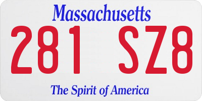 MA license plate 281SZ8