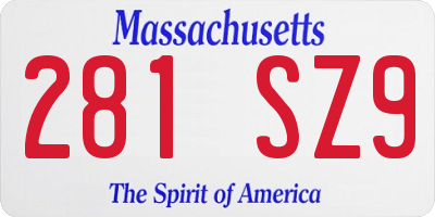 MA license plate 281SZ9