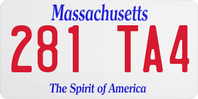 MA license plate 281TA4