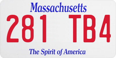 MA license plate 281TB4