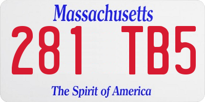 MA license plate 281TB5