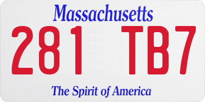 MA license plate 281TB7
