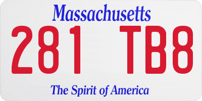 MA license plate 281TB8