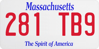 MA license plate 281TB9