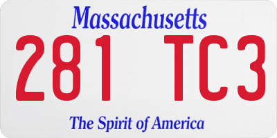 MA license plate 281TC3